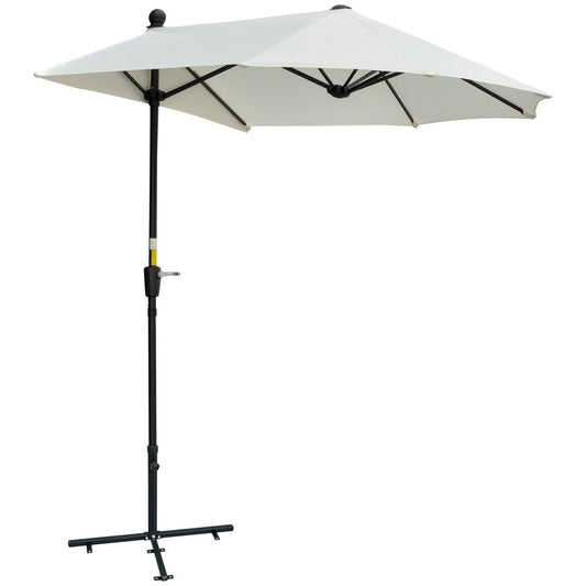 Premium 2m Half Parasol Market Crank - Cream White