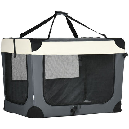PawHut 51cm Foldable Pet Carrier Bag Soft Travel Dog Crate, Portable Cat Carrier w/ Cushion, for Cats and Miniature Dogs - Grey