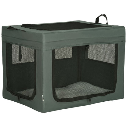 Foldable Pet Carrier Cat Bag w/ Cushion - Travel, Portable, Comfortable - Miniature, Small Dogs - Grey