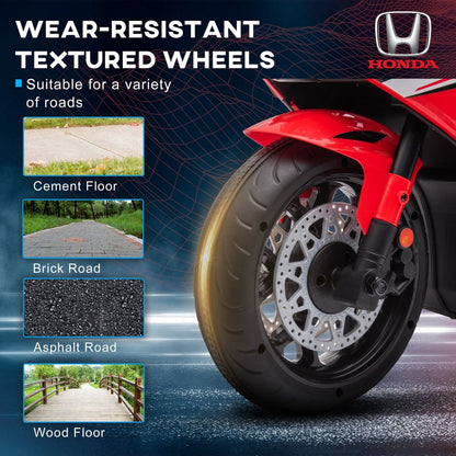 HOMCOM Honda Licensed 6V Kids Electric Motorbike Ride On Motorcycle Vehicle w/Headlights, Music, Training Wheels, for Ages 3-5 Years Red 3-5 Years Red HOMCOM