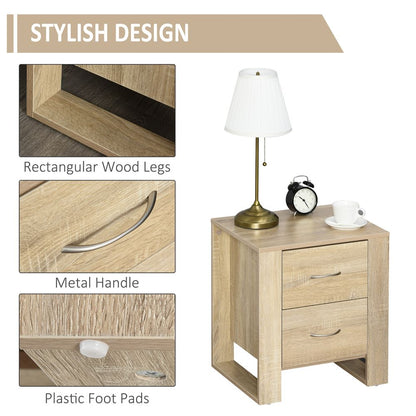 Particle Board 2-Drawer Bedside Table Natural