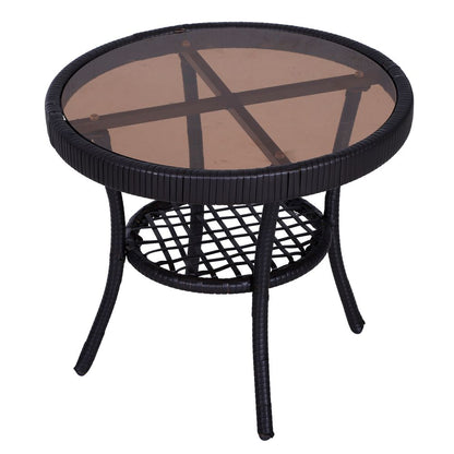 Outdoor Rocking Chair Bistro Set - 3PCS - Brown/Cream - Free Cushions