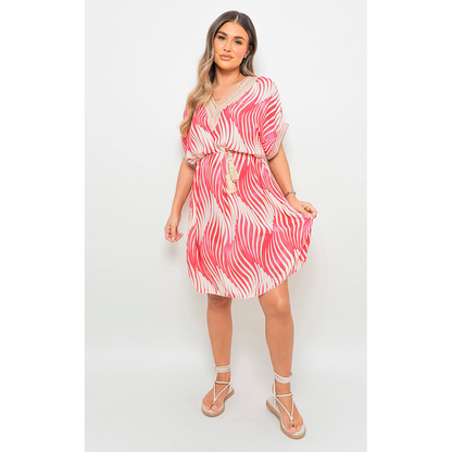 Enchanting Belted Lace Panel Mini Dress