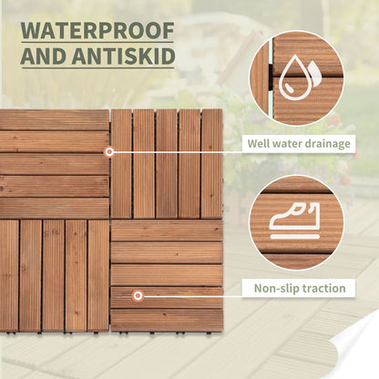 High-Quality 27 Pc Interlocking Wood Deck Tiles - DIY Flooring for Outdoor & Indoor Spaces - Anti-Slip & Water Drainage