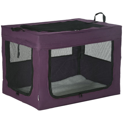 80cm Foldable Pet Carrier Cat Bag w/ Cushion - Purple - Professional Quality