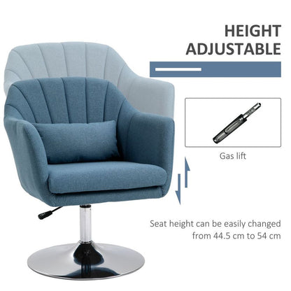 Premium HOMCOM Retro Swivel Tub Chair - Steel Frame - Blue - Cushion Seat - High Quality - Stylish Design