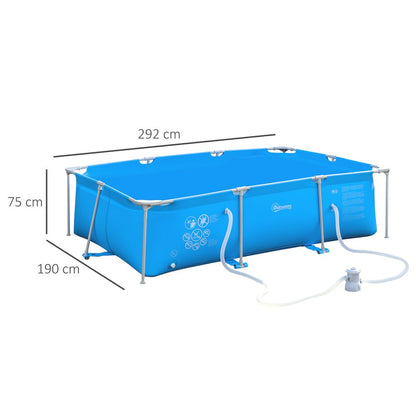 Premium Steel Frame Pool & Filter Pump Kit - Rust Resistant & Easy to Assemble - 315x225x75cm Blue