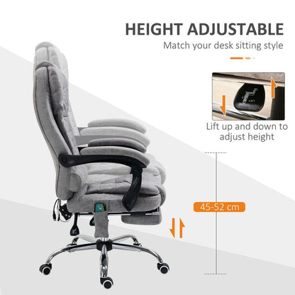 Vintage High Back Massage Office Chair (Grey) - 6 Vibration Points & Heated - Professional Quality