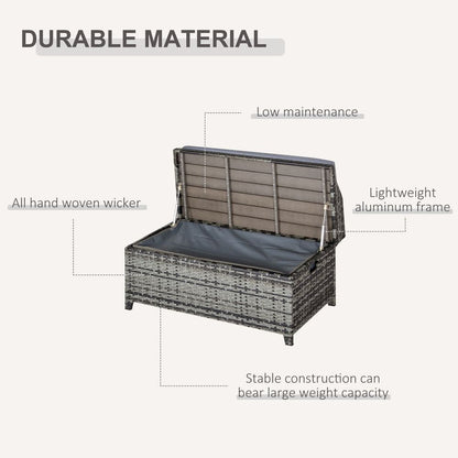 Outdoor PE Rattan Bench with Storage - Cushioned Patio Furniture