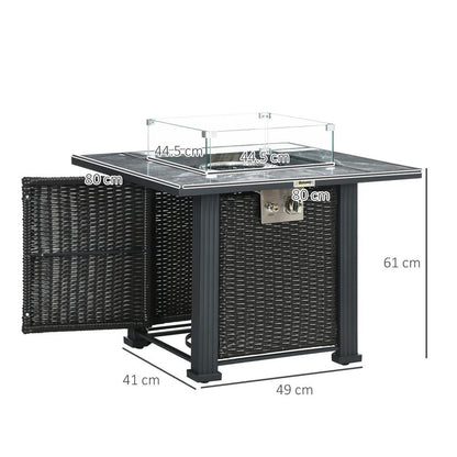 Premium Gas Fire Pit Table w/ Rain Cover & Windscreen ? Stylish Design, 50,000 BTU Powerful Burner