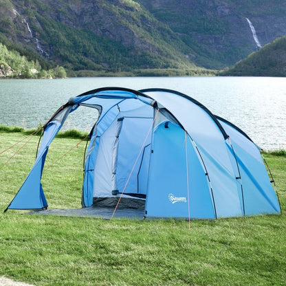 Outsunny 3-Person 2-Room Tent | Living Area | Air Vents | Blue
