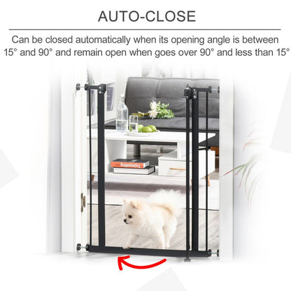 PawHut Pressure Fit Dog Stair Gate No Drilling Safety Gate Auto Close for Doorways, Hallways, 74-80cm Adjustable, 78cm Tall, Black