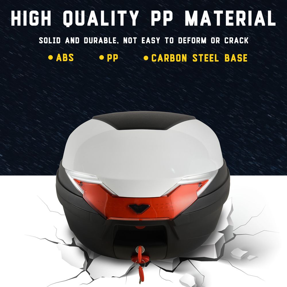 HOMCOM 32L Motorcycle Trunk Tour Tail Box Top Case Luggage Storage Case Trunk Carrier Mount Rack