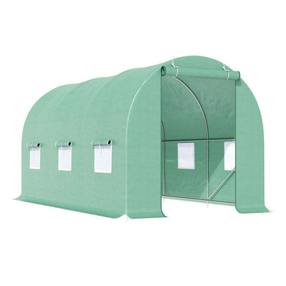 Outsunny Walk-In Gardening Greenhouse | 4.5m x 2m x 2m | PE Cover, Galvanized Steel Frame | Green