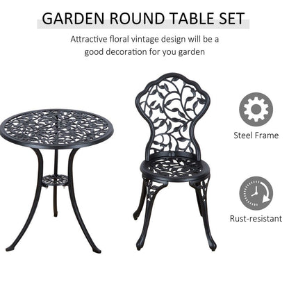 Premium Cast Aluminium 3-Pcs Bistro Set: Elegant Design, Durable Construction - Perfect for Any Outdoor Setting