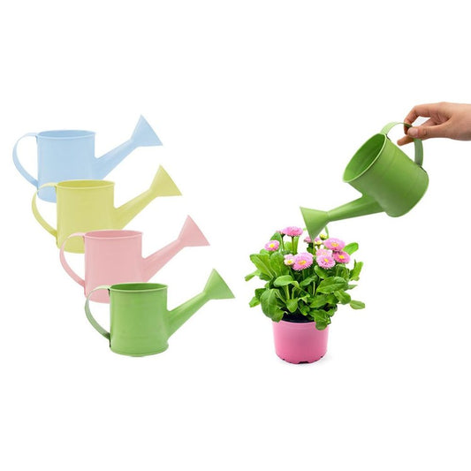 Stylish Small Watering Can Planter - 4 Assorted Colors - Durable Plastic - Ideal for Herbs and Flowers - UV Stabilized - 1L Capacity