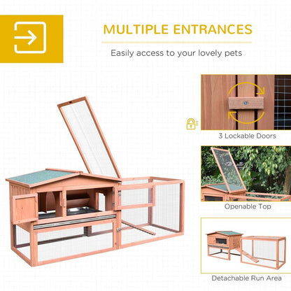 Premium Wooden Rabbit Hutch 2 Tier Large Coop Run - Durable, Spacious, Versatile