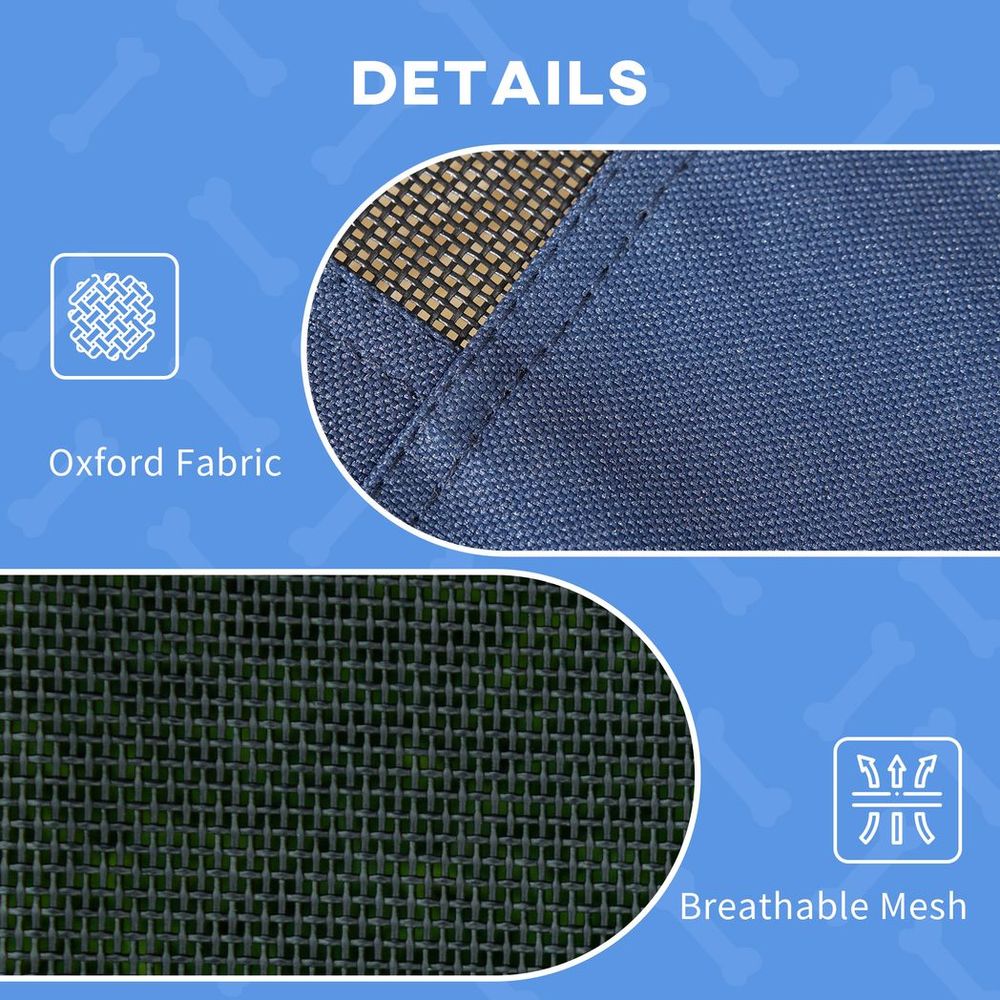 PawHut 92cm Elevated Dog Bed Cooling Raised Pet Cot UV Protection Canopy Blue