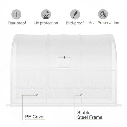Premium 6-Tier Greenhouse - Ideal for Home Gardening - Weatherproof PE Cover - Ventilated Windows - White