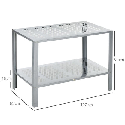 Outsunny 2-Tier Steel Plant Stand - Stylish Patio Organizer & Display Shelf