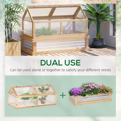 Premium Raised Garden Bed with Greenhouse Top, 122x61x81.7cm, Natural Kit