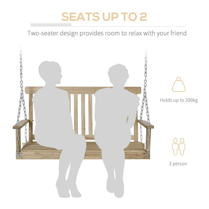 Outsunny Wooden 2-Seater Swing Chair Hammock - Outdoor Patio Furniture