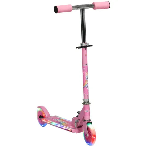 HOMCOM Kids Scooter with Lights, Music, Adjustable Height, Foldable Frame, LED Wheels, for Ages 3-7 Years
