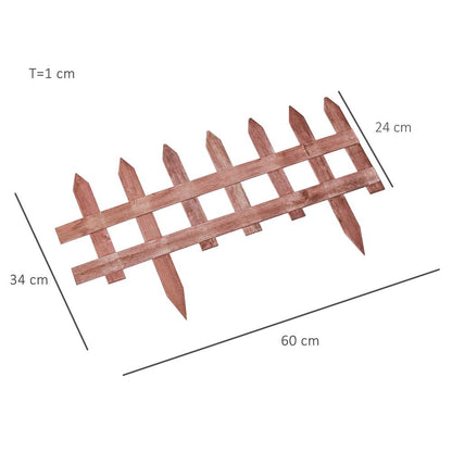Outsunny 12-Pack Wooden Garden Border Fence - Decorative Picket Style - Brown