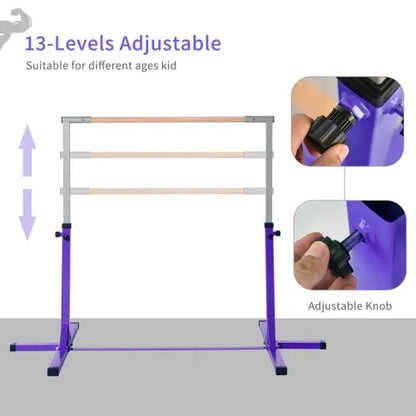 HOMCOM Height Adjustable Gymnastics Horizontal Bar For Kids Home Gym Training Children Junior Kip High Bar Fitness