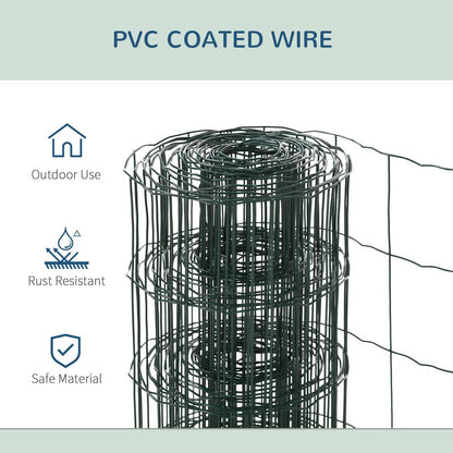 PawHut 0.6Mx10M Chicken Wire Mesh Rabbit Poultry Animal Fence PVC Coated Netting