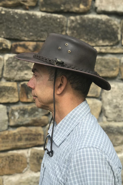 Hawkdale Unisex Leather Hat - Cowboy Style - Weather Resistant - 501-400