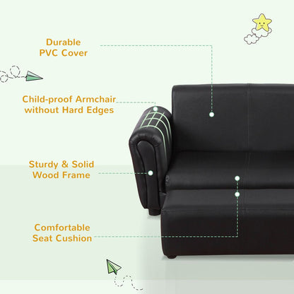 Kids Childrens Sofa Set 2 Seater Seat Furniture Armchair Boys Girls Footstool