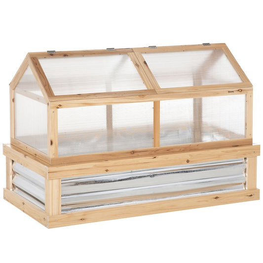 Premium Raised Garden Bed with Greenhouse Top, 122x61x81.7cm, Natural Kit