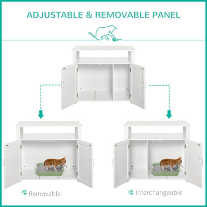 2-in-1 Cat Box Side Table - White, Magnetic Door, Quality Design