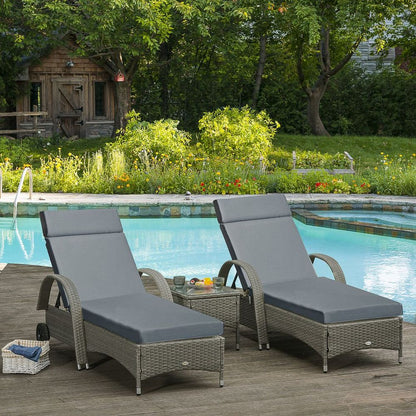 Set of 2 Lounger Cushions Deep Seat Patio Cushions with Ties Dark Grey