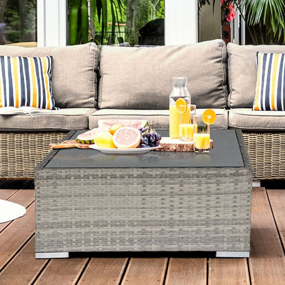 Durable Rattan Wicker Patio Coffee Table - Weatherproof Outdoor Furniture
