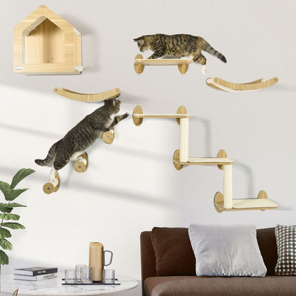 Premium Cat Shelf Set: Condo, Steps, Perches, Scratching Posts, High Quality, Easy Assembly