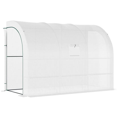 Premium 6-Tier Greenhouse - Ideal for Home Gardening - Weatherproof PE Cover - Ventilated Windows - White
