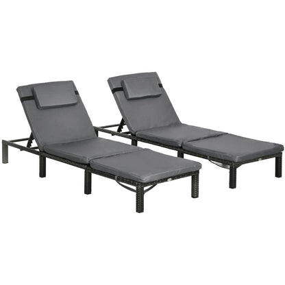 Premium Outsunny Rattan Sun Loungers - Poolside Luxury with Padded Cushion