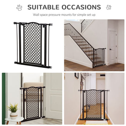 PawHut 74-80 cm Pressure Fit Safety Gate for Doorways and Staircases, Dog Gate, Pet Barrier for Hallways with Auto Close, Double Locking