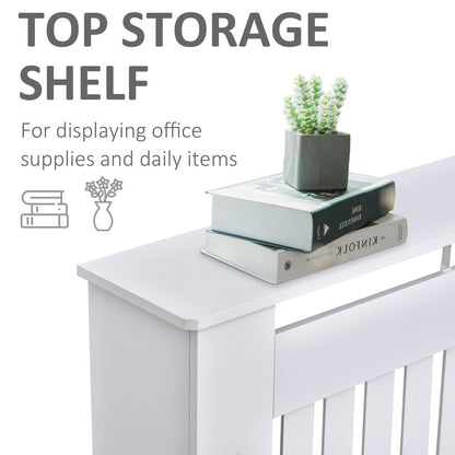HOMCOM Slatted Radiator Cover Painted Cabinet MDF Lined Grill in White 152L x 19W x 81H cm