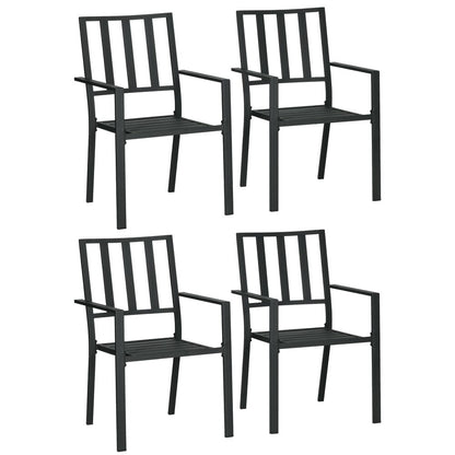 Outsunny Metal Stackable Garden Chairs - Set of 4, Black