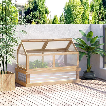 Premium Raised Garden Bed with Greenhouse Top, 122x61x81.7cm, Natural Kit