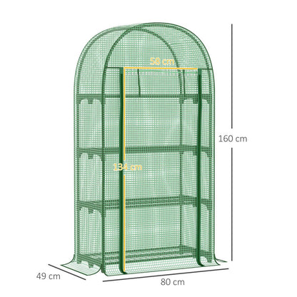 Portable Mini Greenhouse: 80x49x160cm, Steel Frame, PE Cover, Roll-Up ZipDoor, Green