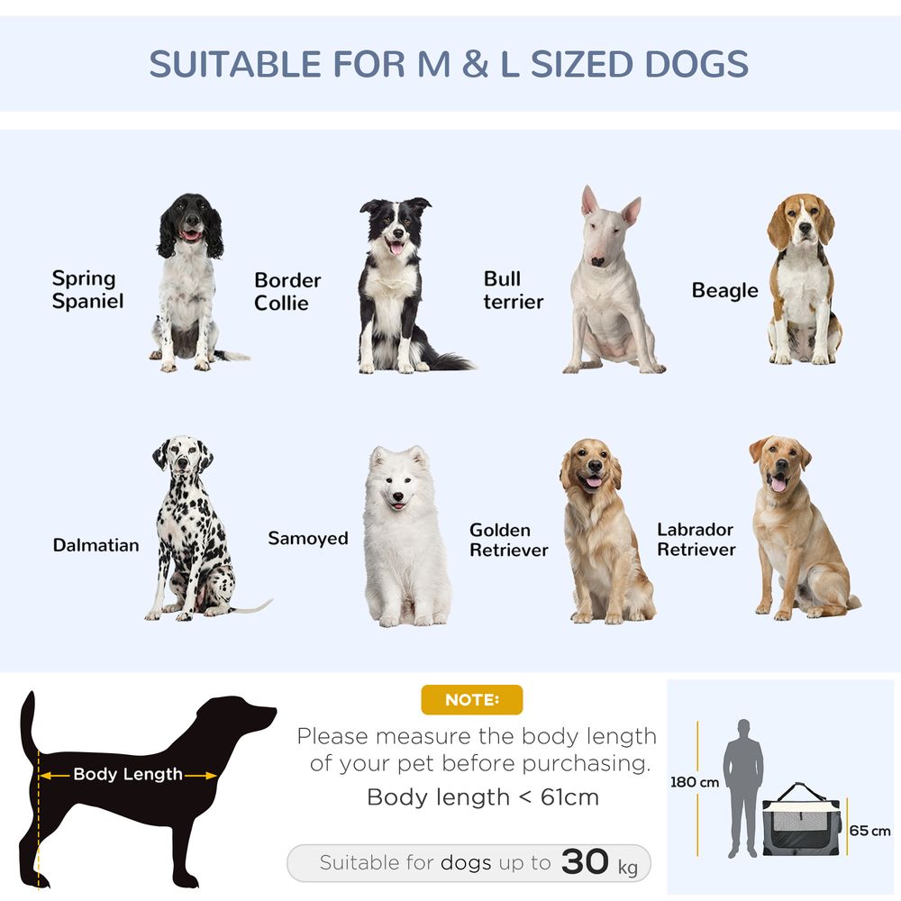 PawHut 51cm Foldable Pet Carrier Bag Soft Travel Dog Crate, Portable Cat Carrier w/ Cushion, for Cats and Miniature Dogs - Grey