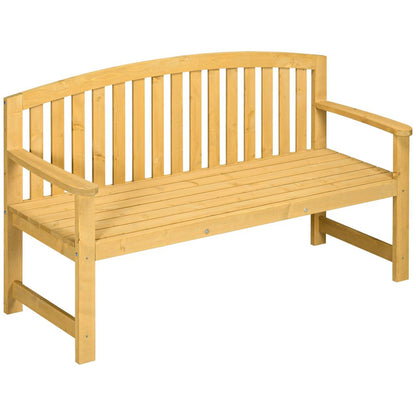Premium 2-Person Outdoor Wooden Garden Bench with Armrest - Orange