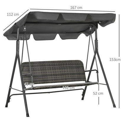 Premium Outsunny 3-person Rattan Swing Chair - Adjustable Canopy, Strong Steel Frame - Best Quality!