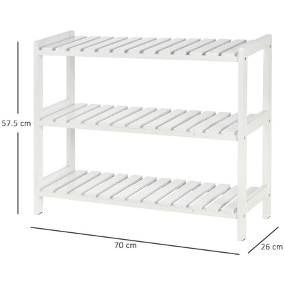 3-Tier Shoe Rack Wood Frame Open Hygienic Storage 57x70cm