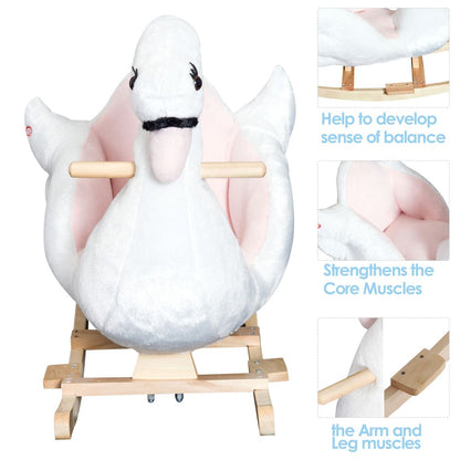 Premium Kids Swan Ride-On Toy | Toddler Rocking Horse w/ Music Seat HOMCOM