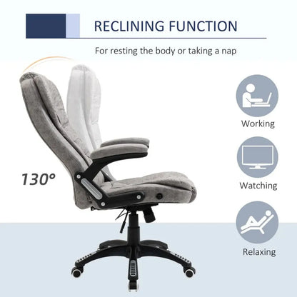 Luxury Microfibre High Back Office Chair | Grey | Swivel Wheels | Thick Padding
